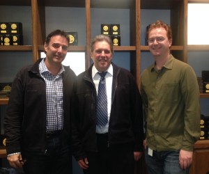 De gauche à droite, Jean-François Bussières, directeur de l’Unité de recherche en pratique pharmaceutique, Michel Lefebvre et Nicolas Caron du Centre de toxicologie du Québec. 