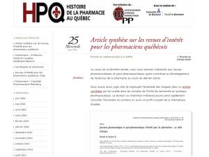 Blogue Histoire de la pharmacie au Québec