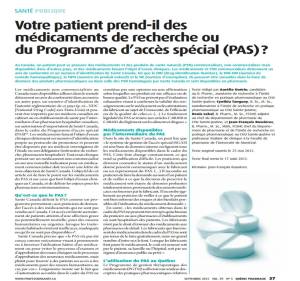 Article publié dans le Québec Pharmacie