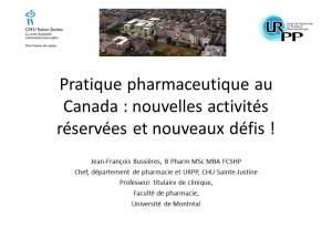Présentation donnée par Jean François Bussières aux 78èmes Journées de l'APHO