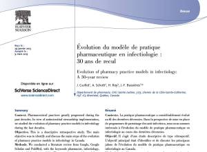Trente ans de modèles de pratique pharmaceutique en infectiologie