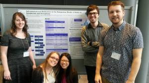 De gauche à droite : Julie Rivard, Emmy Bernier, Lavina Yu, Hugo Schérer et Guillaume Duchesne-Côté, au Rendez-Vous de la recherche 2015.